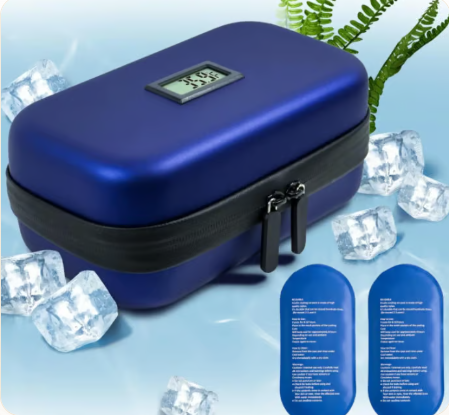 حافظة تبريد انسولين 12 ساعة للسفر معتمدة، مبرد أدوية لمرضى السكري مع ميزان حرارة وشنطة منظمة